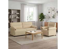 Vidaxl Conjunto De Sofás 2 Unid. Creme Tecido