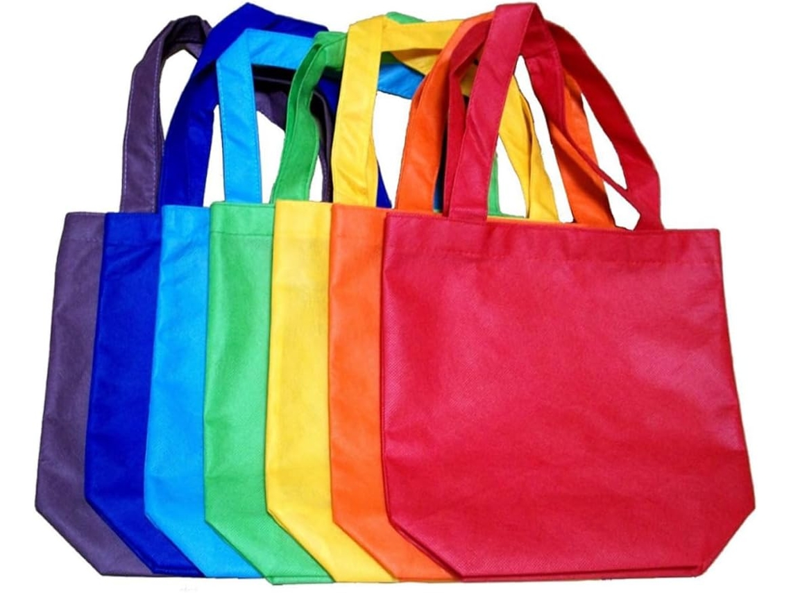 Conjunto de 7 Sacolas Reutilizáveis para Meninas, em Tecido Não, Ideais Compras e Festas, Cores CHABERLU