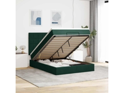 Vidaxl Estrutura Cama Otomana Colchões 140x200 Cm Veludo Verde Escuro