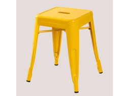 Banco baixo empilhável Lix 45 cm em aço, amarelo escuro Sklum