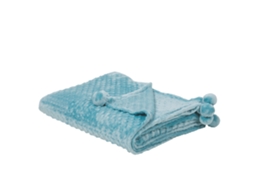 Manta Decorativa Con Pompones Beliani Samur De Poliéster Azul 200x220x2
