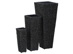 Vidaxl Vasos/floreiras 3 Pcs Jacinto De Água Preto