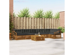 Vidaxl Conjunto De Sofás Para Exterior 7 Pcs Natural E Antracite
