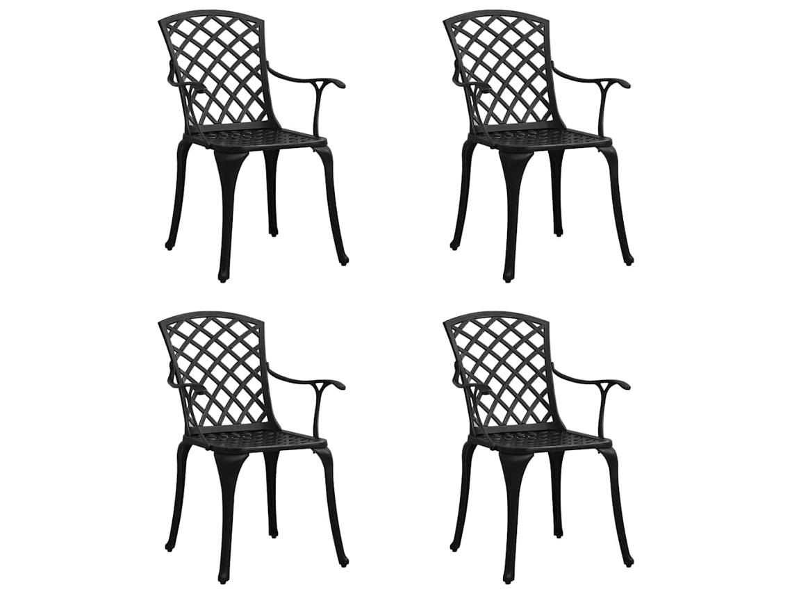 Vidaxl Cadeiras De Jardim 4 Pcs Alumínio Fundido Preto