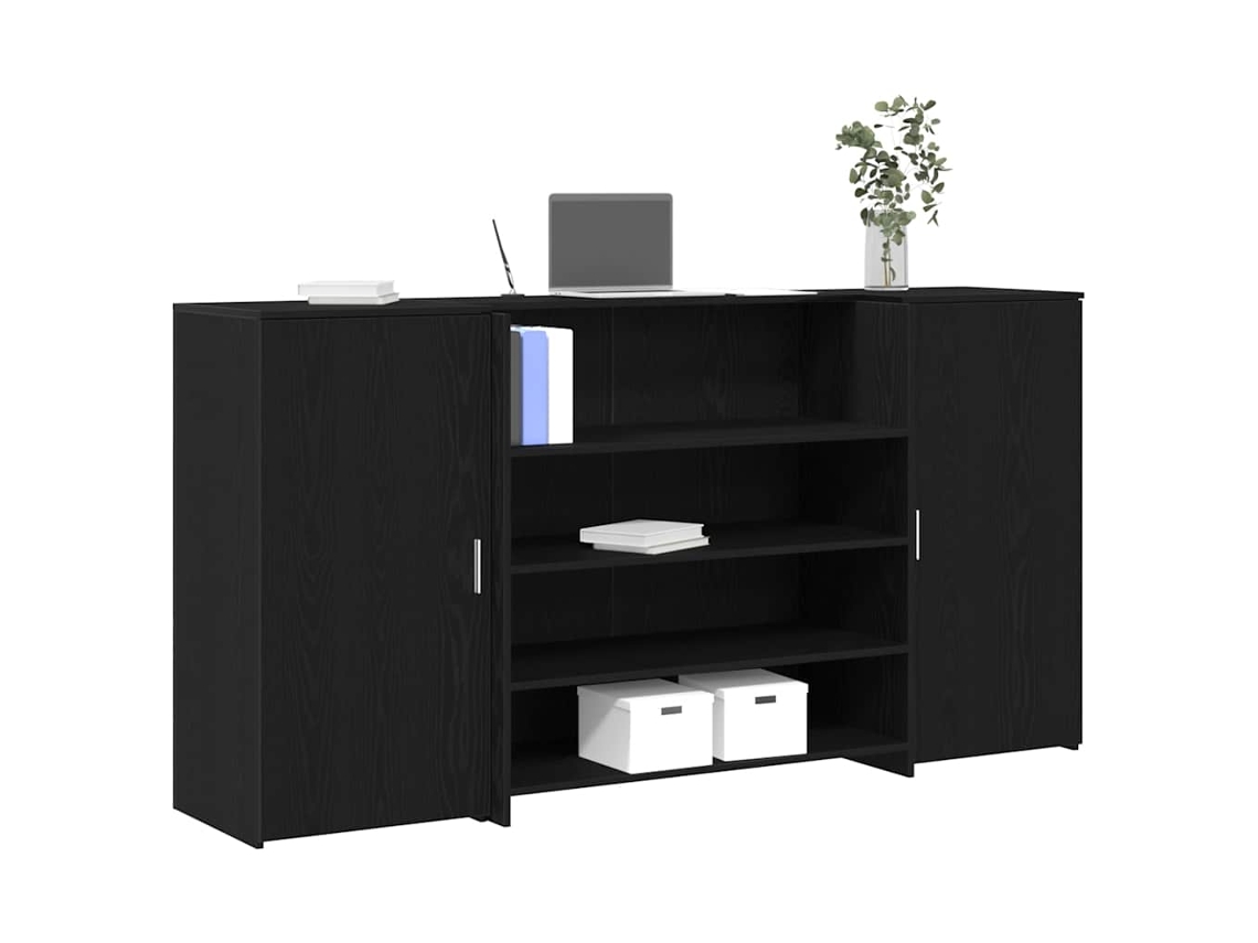 Vidaxl Balcão De Recepção Carvalho Preto 200x50x103,5 Cm Madeira Projetada