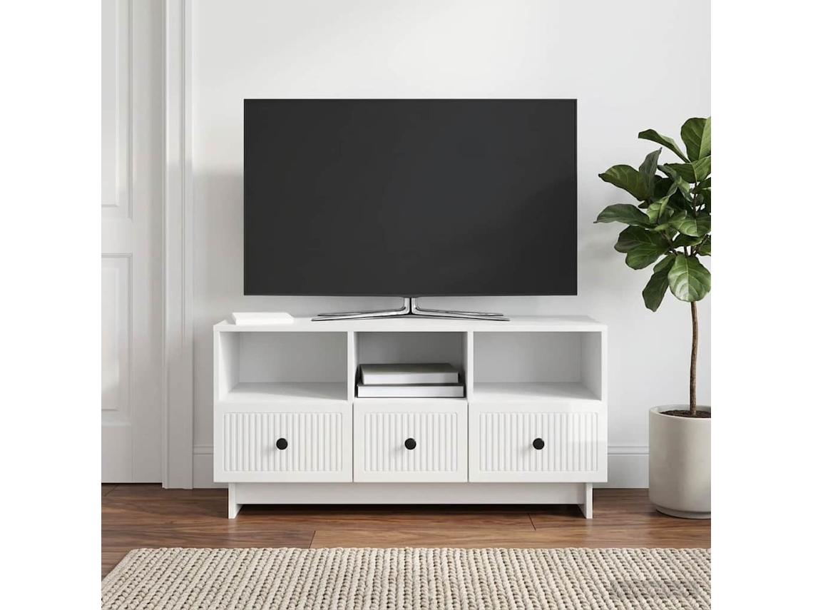 Vidaxl Gabinete para Tv com Gaveta Branco Brilhante 102 X 34,5 X 50 Cm