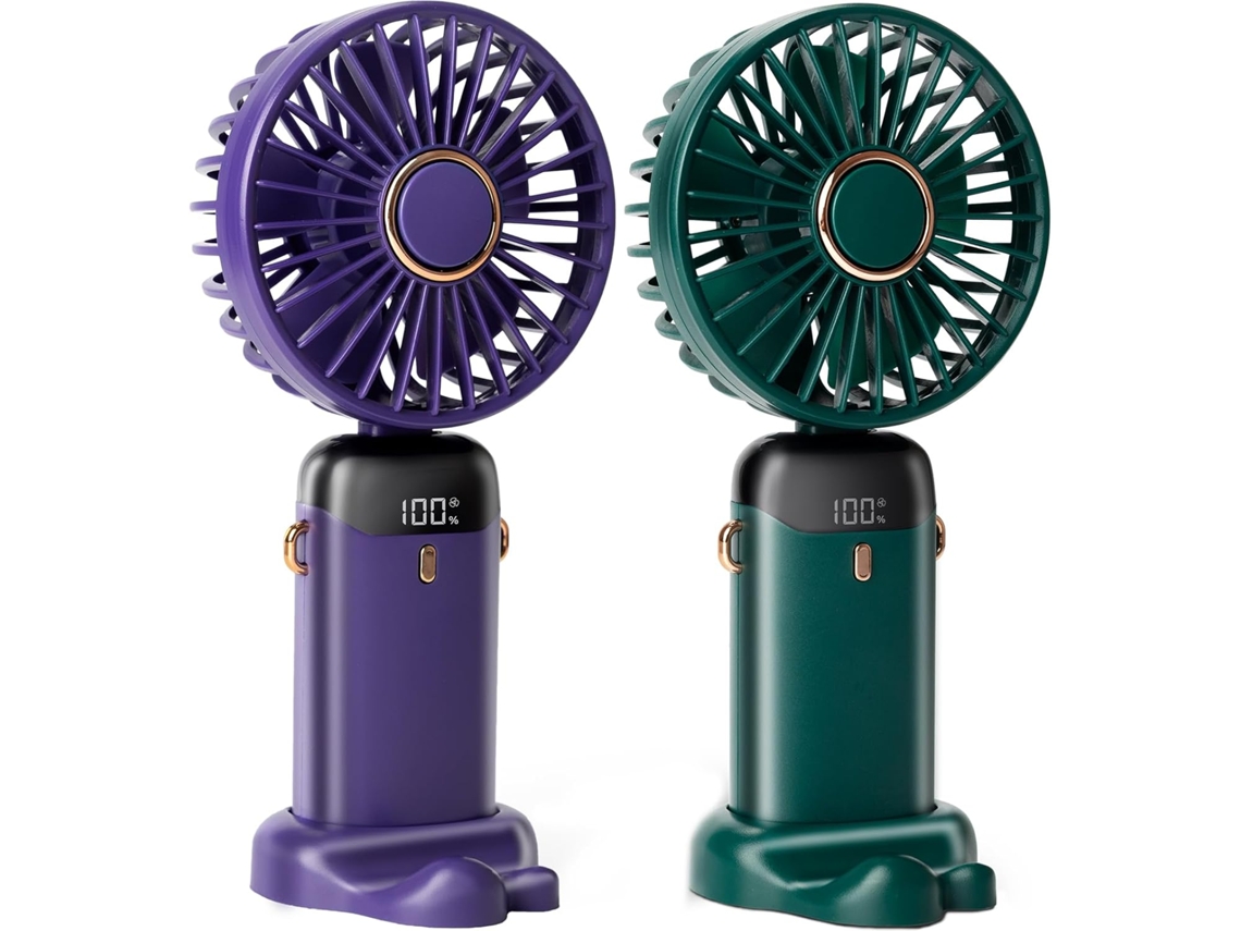 Ventilador Portátil , Bateria De Longa Duração, Dobrável Até 90° Roxo/verde Hexinyigjly
