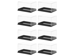 Conjunto 8 Caixas Retangulares Plástico Transparente Design Versátil Exibir Conchas Minerais Decoração Casa GOKOCO