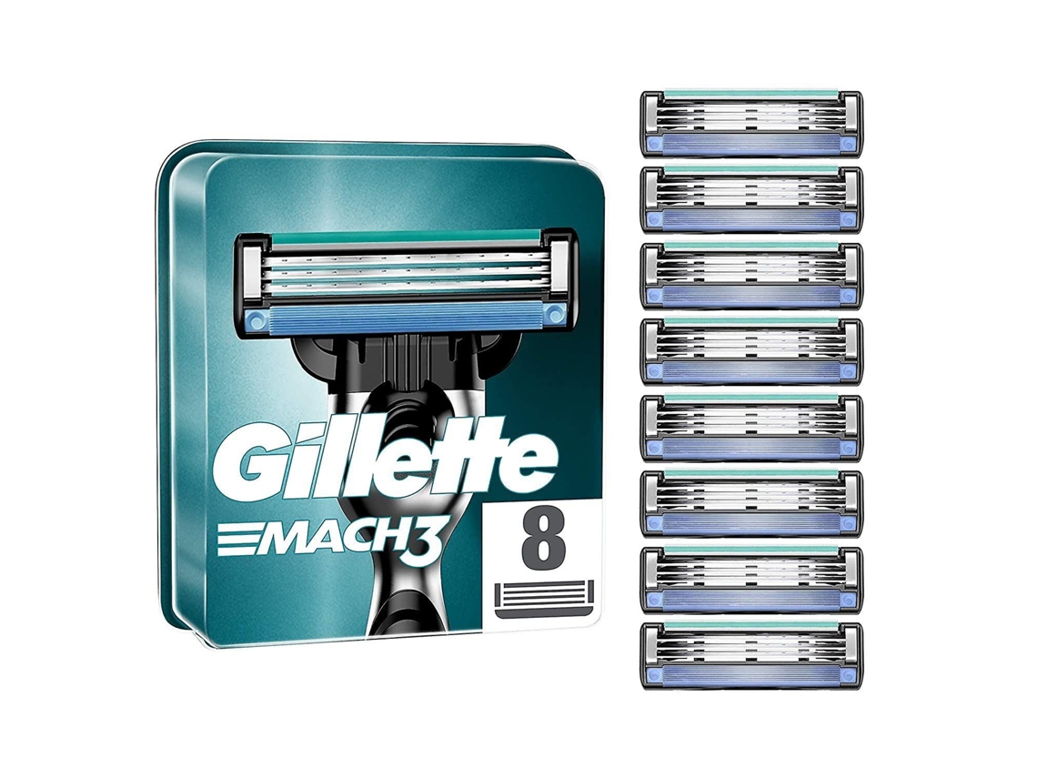 Lâminas Barbear Gillette Mach3 Refis, Pack Com 8