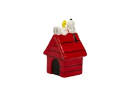 Estatueta Em Cerâmica - Snoopy Na Casinha - 25 Cm - Licença Oficial Peanuts - Acabamento Premium Vermelho