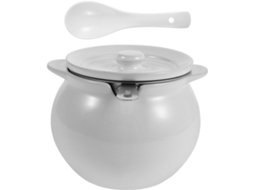 Pote De Cerâmica Pequeno Ounona Para Manteiga, 700ml, Com Tampa, Coador E Colher Design Minimalista Para Uso Na Cozinha