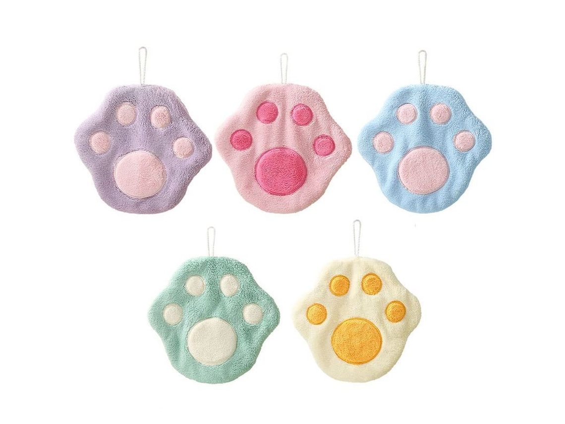 5 Toalhas de mão Nova Line com pegadas de gato, microfibra, absorvente | S/MARCA