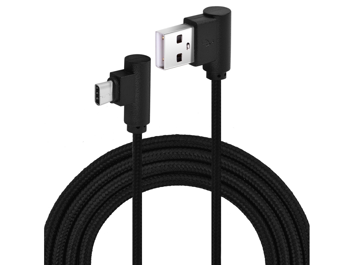 Cabo de Dados LAXISCREED Type c Ângulo 90 Nylon 1m Preto