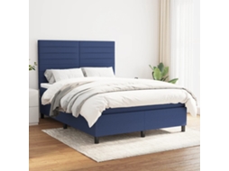 Vidaxl Cama Com Molas/colchão 140x190 Cm Tecido Azul