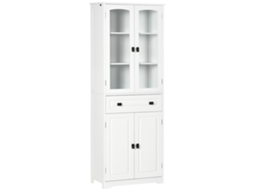 Armário de Cozinha com 2 Portas de Vidro, 2 Prateleiras Ajustáveis, Gaveta, Branco ZENCORE SERVICES