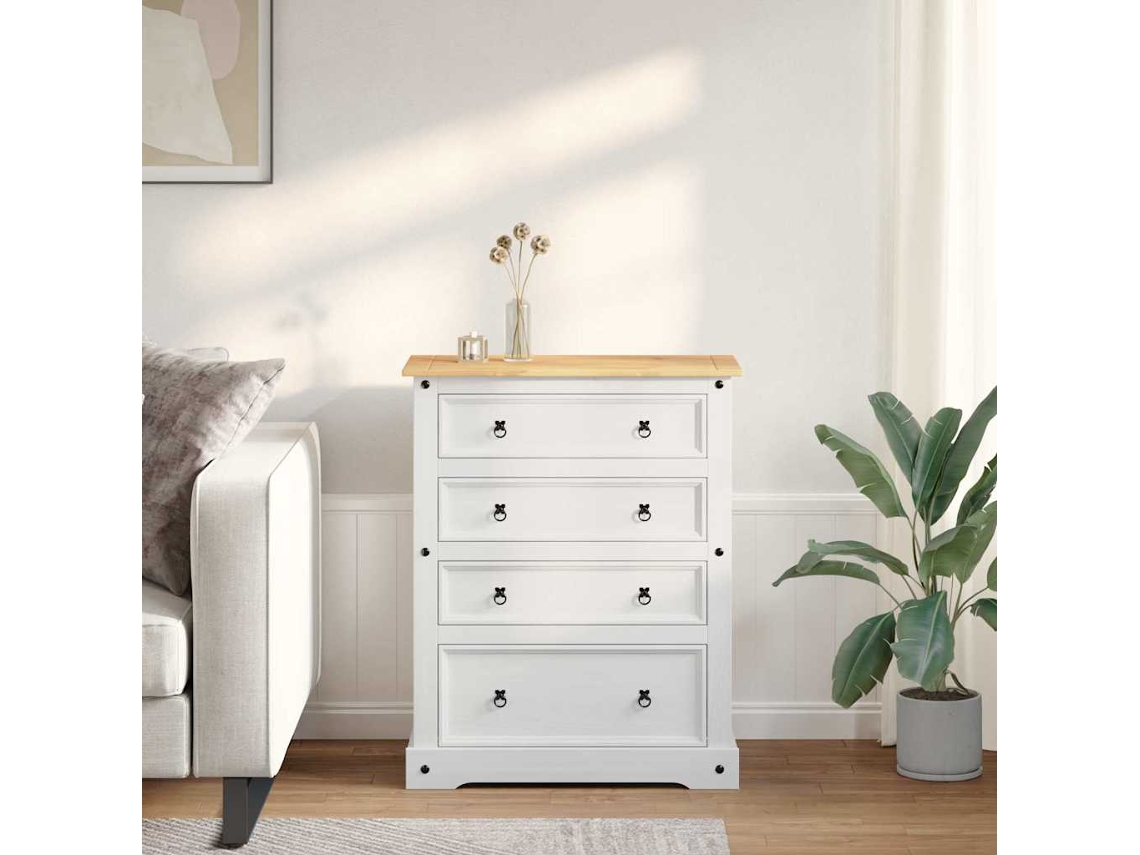 Vidaxl Baús De Armazenamento Com Gaveta Corona Branco 92 X 48 X 114 Cm