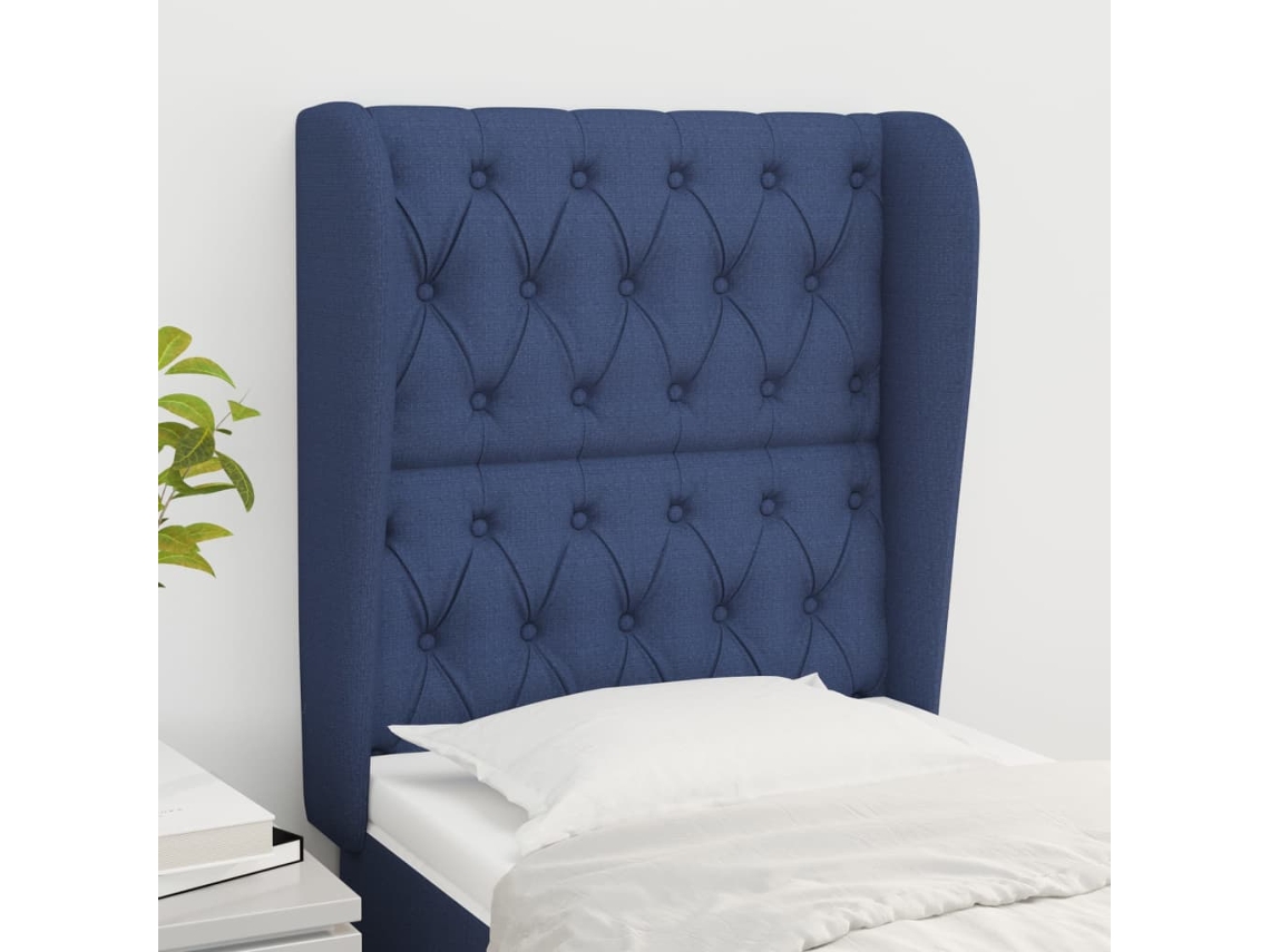 Cabecero con Alas de Tela 83x23x118/128 Cm Azul