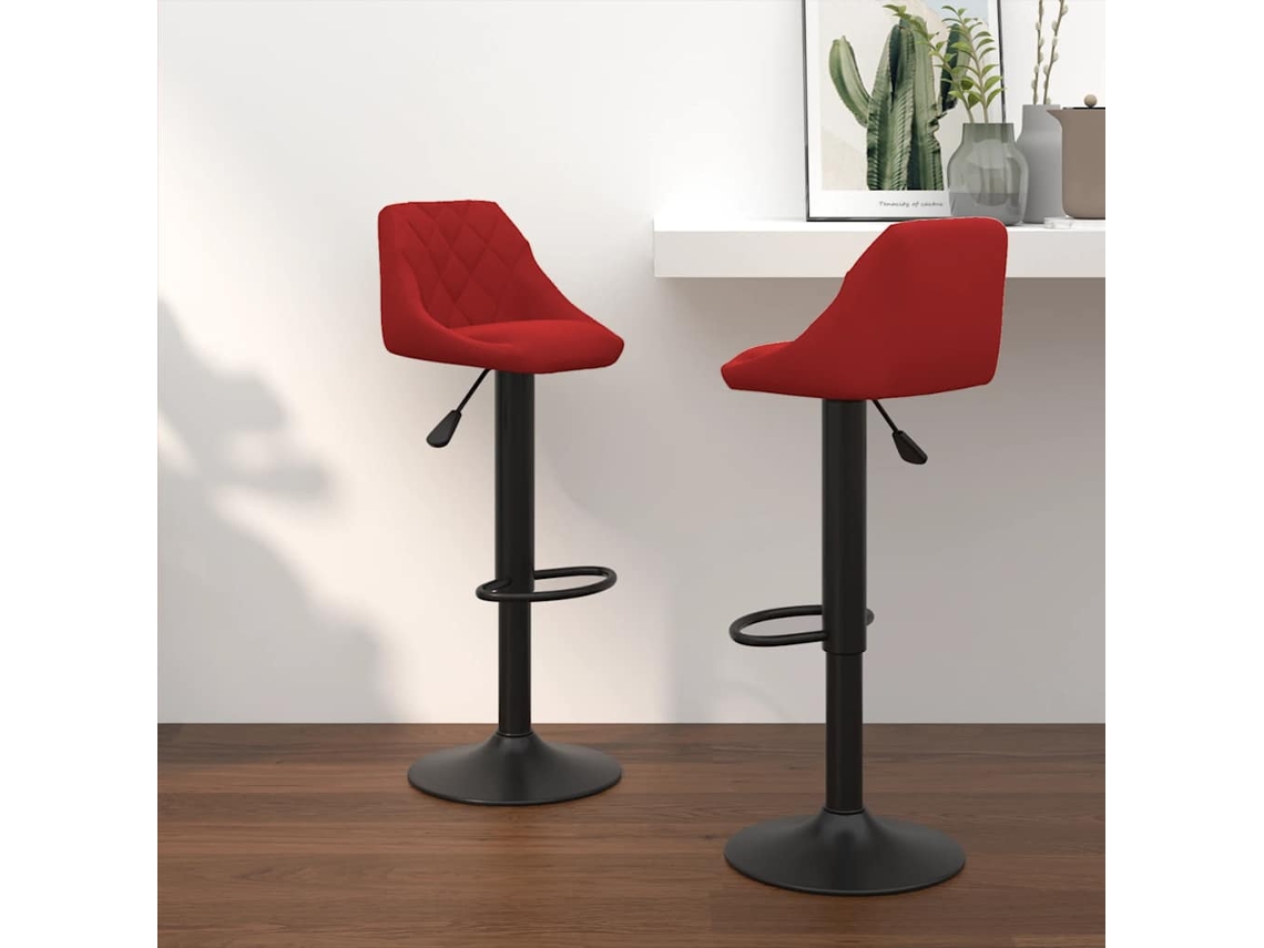 Vidaxl Bancos De Bar 2 Pcs Veludo Vermelho Tinto