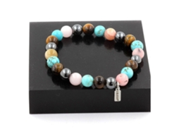 Pulseira Com Contas De Olho De Tigre, Hematita, Opala Rosa E Turquesa De 8 Mm Nostalgia88