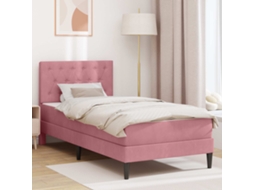 Vidaxl Estrutura De Cama Com Colchão Rosa 90 X 190 Cm Veludo