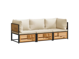 Maison Exclusive - 3 Pcs Conjunto De Sofás De Jardim Com Almofadões Acácia Maciça
