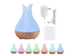 Laxiscreed Umidificador De 400ml Com Aromaterapia, Luz Colorida E Base Em Madeira Clara