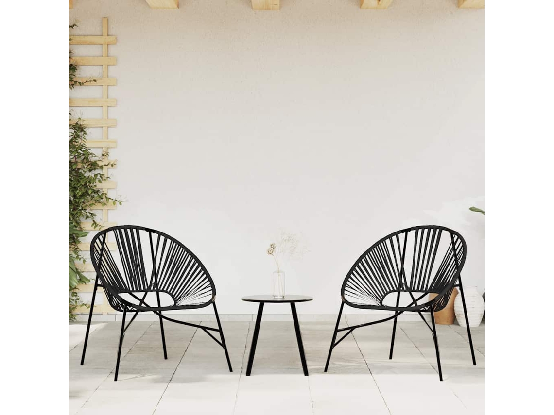 Vidaxl Cadeiras De Jardim 3 Pcs Vime Preto
