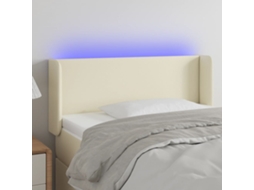 Vidaxl Cabeceira De Cama C/ Led 103x16x78/88 Cm Couro Artificial Crème
