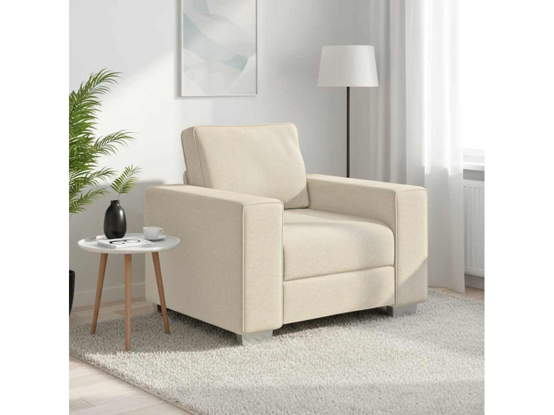 Vidaxl Cadeira Sofa Bege 100 Cm Tecido De Mistura De Linho