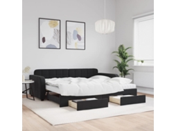 Vidaxl Sofá-cama Com Gavetão E Gavetas 90x200 Cm Veludo Preto