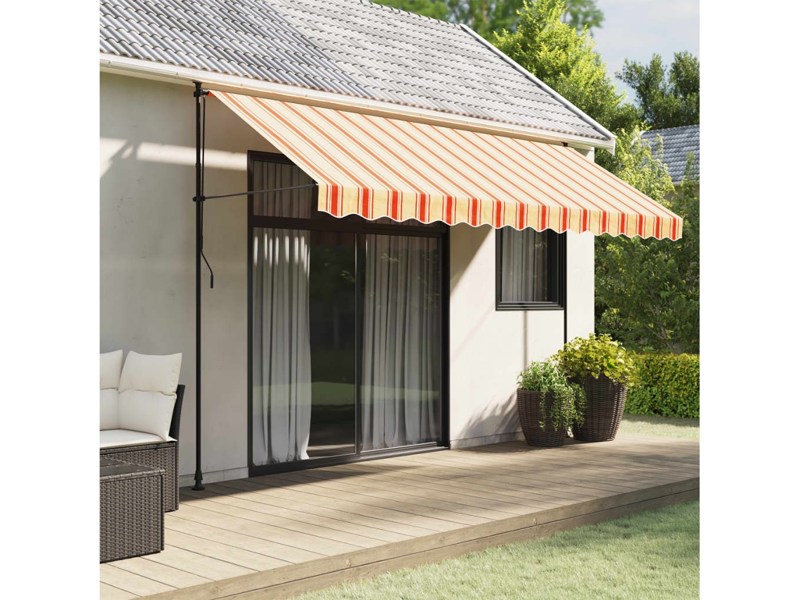 Vidaxl Tecido De Substituição Para Sanefa De Toldo 380x20 Cm Riscas Amarelo/laranja