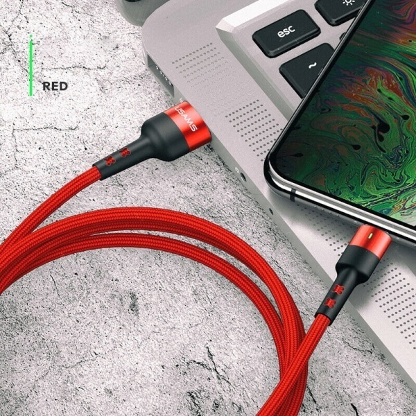 Cabo Trançado Usams Usb C 1m 3a Para Celulares Apple Carregamento Rápido
