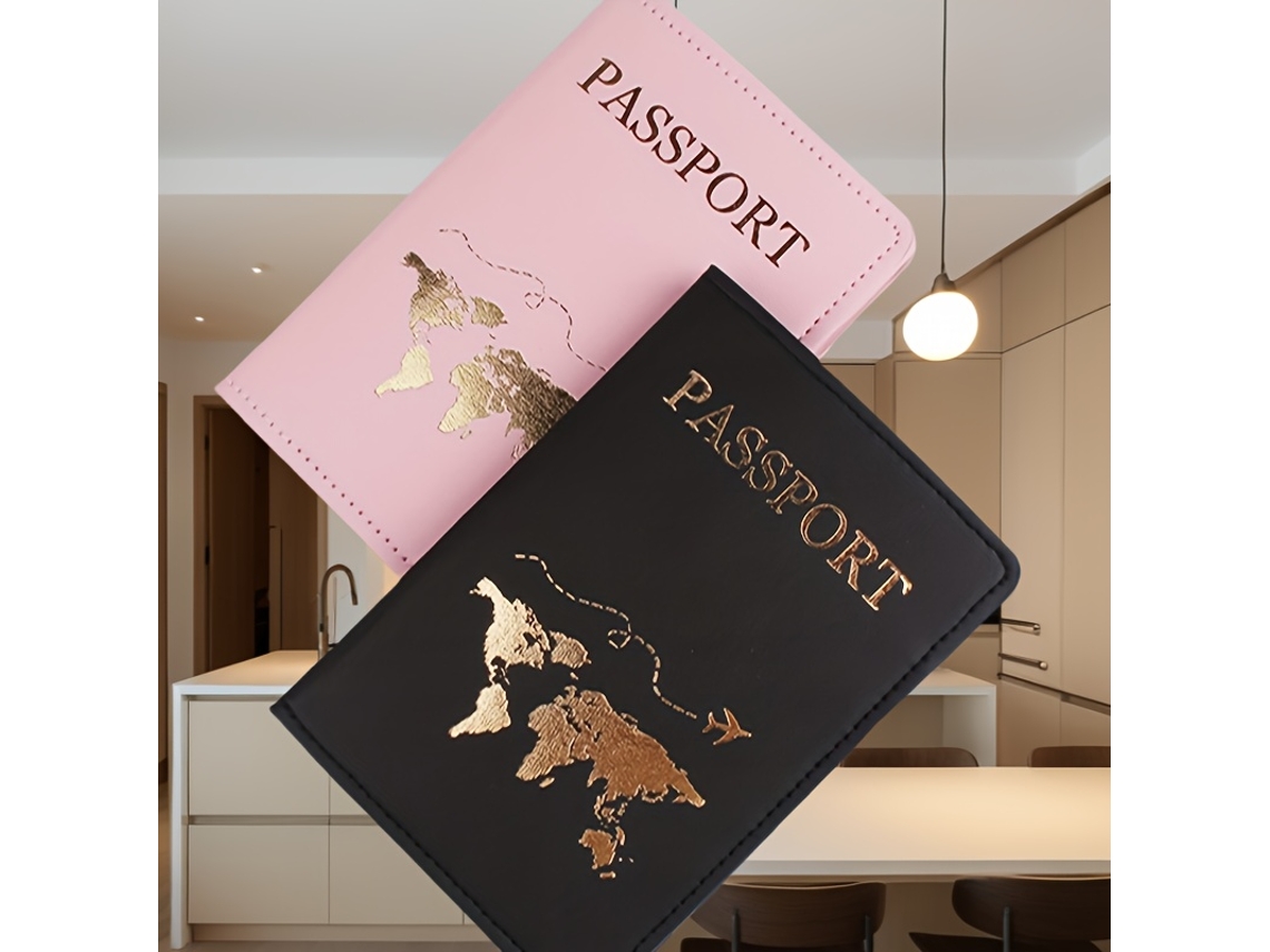 Porta-passaporte De Viagem Para Casais, Banhado A Ouro, Porta-passaporte, Porta, Bilhetes, Preto Para Passaporte