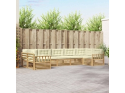 Vidaxl Conjunto De Sofás Para Exterior 7 Unid. Branco E Creme