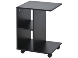 Mesa Lateral C com Rodas 45x35x58 Cm (prateleiras Abertas, Preta)