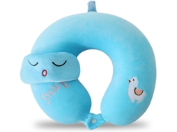 Travesseiro de Viagem Infantil em Espuma Viscoelástica com Máscara de Dormir AQUAFORGE (estampa de Ovelha)
