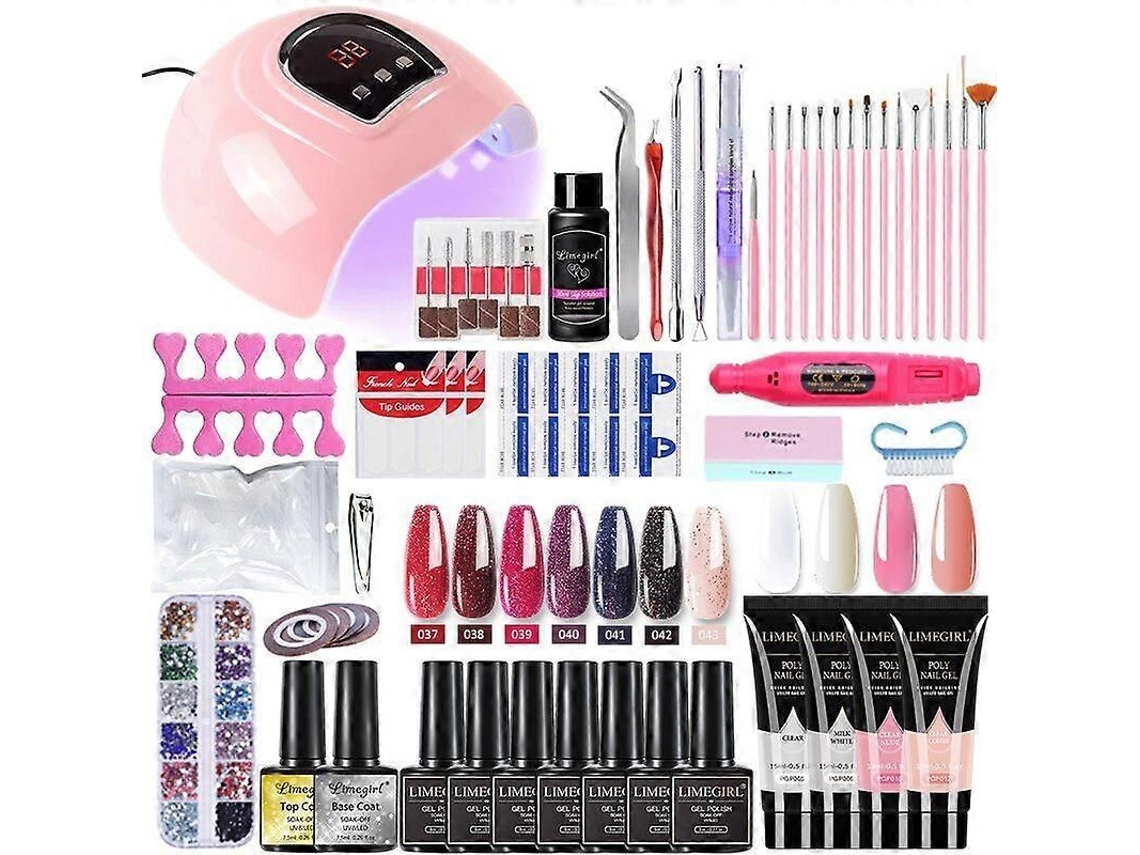 Kit de Unhas com Lâmpada Uv, Esmalte em Gel, Conjunto Ferramentas para Manicure, Base e Lixadeira Unhas. GOKOCO