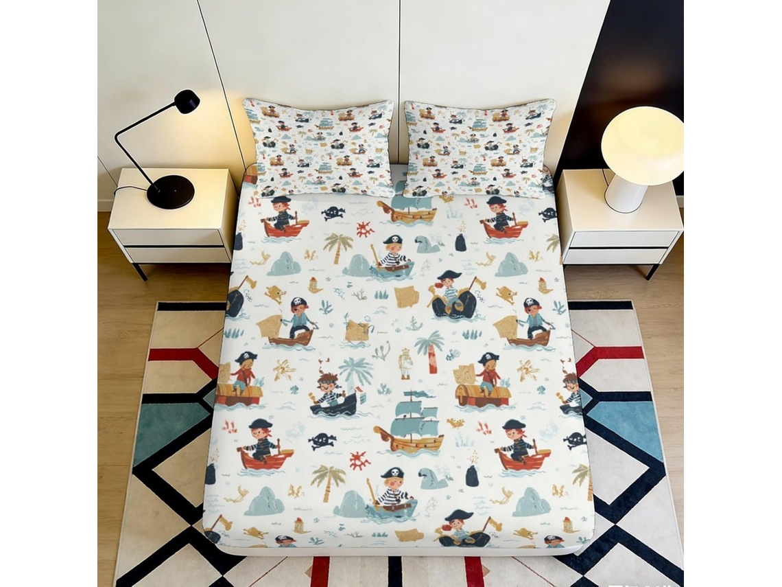 Conjunto de Cama com Estampa 3d Mapa do Tes Microfibra Fronha 200x25cm