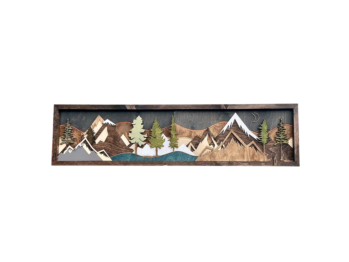 Wood mountain wall art para decorar sua casa com estilo e elegância LAXISCREED