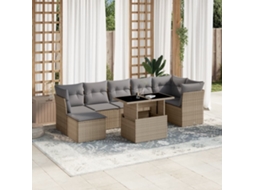 Pcs Conjunto De Sofás P/ Jardim Com Almofadões Vime Pe Bege Dkd Home Decor