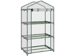 Estufa De Jardim Com 3 Prateleiras Metálicas E Porta Enrolável Estufa De Varanda Exterior Para Cultivo De Plantas Flores 69x49x125cm Transparente