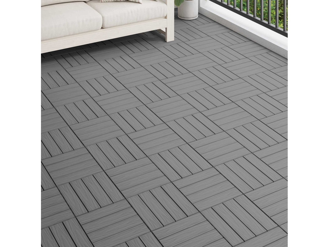 Vidaxl Telha De Deck Design 3d 11 Unid. Cinzento 30 X 30 Cm Wpc