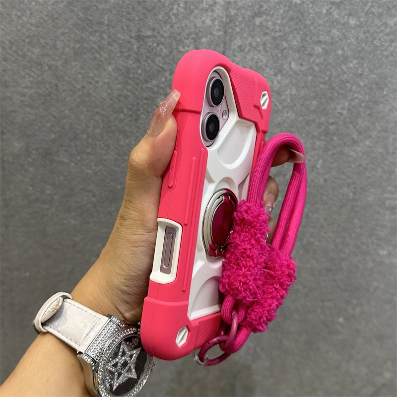 Capa De Celular (iphone 14 Pro Vermelho) Em Silicone Macio Ao Toque, Resistente A Impactos, Com Cordão.