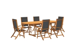 Maison Exclusive - 7 Pcs Conjunto De Jantar Para Jardim Acácia Maciça E Textilene