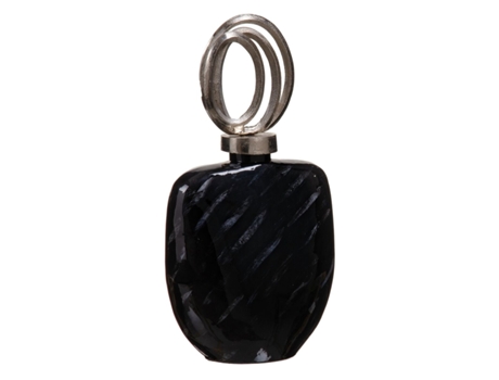 Vaso 23 x 13 x 41 cm Cristal Preto Metal Prata