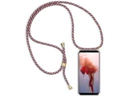 Capa Huawei P30 Lite HONGWE. Com corda Transparente, Vermelho