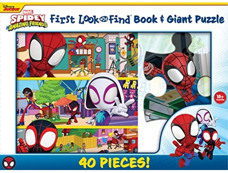 Livro Disney Junior mavel Spidy His Amazing Friends First Look Find Book Giant Puzzle de Pi Kids (Inglês - Capa Dura)