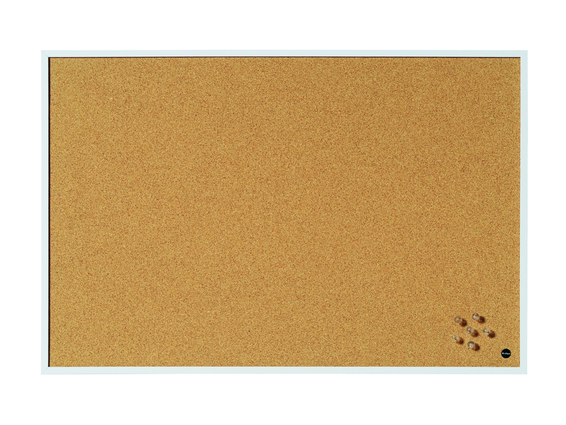 Bi Office New Basic Quadro De Avisos, 90x60cm, Superfície Em Cortiça, Moldura Em Mdf Branco Sf2010012215