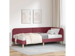 Vidaxl Estrutura de Cama de Canto Vinho Vermelho 90 X 200 Cm Tecido