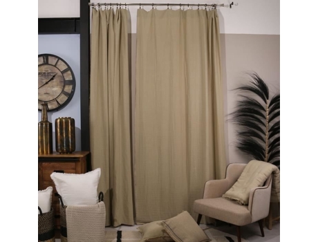 Cortina Transparente Lisa com Ilhós e Clipes Natural 140X250 Cm SUD ETOFFE